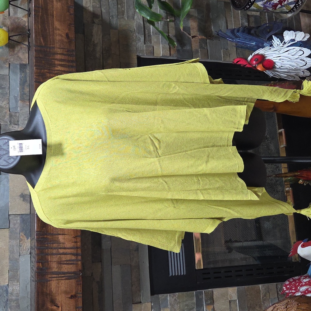 J. JILL Linen-Blend Tasseled Poncho - Picture 2 of 12